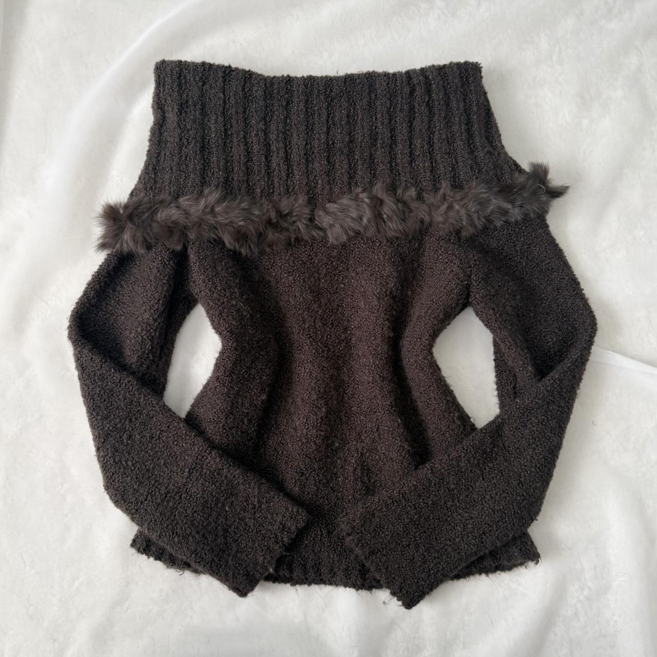 Escapade rabbit fur wide neck sweater (S)