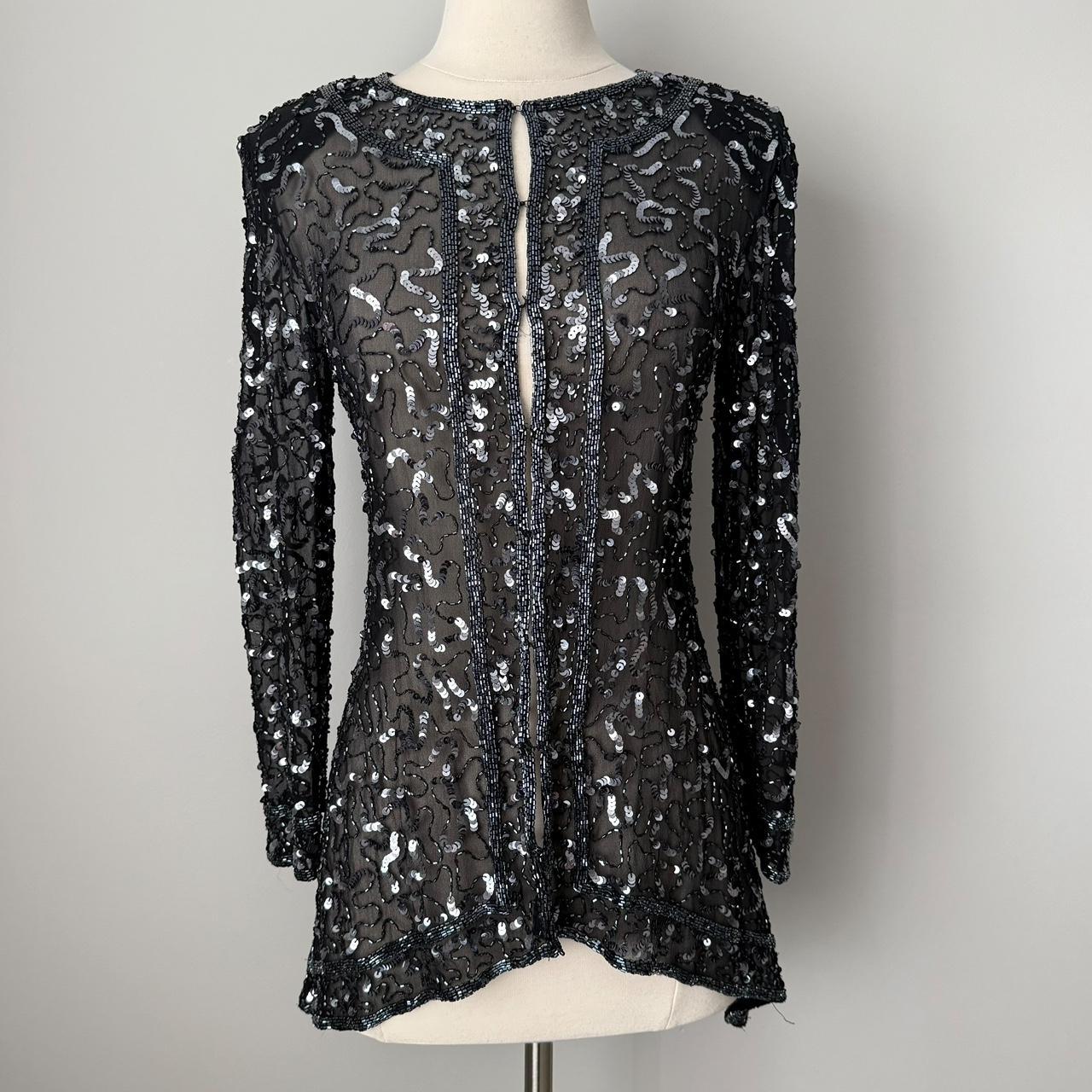 Vintage silk beaded cardigan (XS)