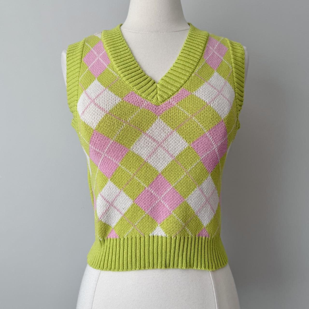 Argyle green sweater vest (S)