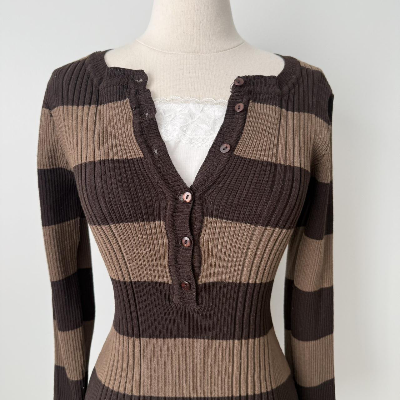 Derek Heart grunge striped henley sweater (M)