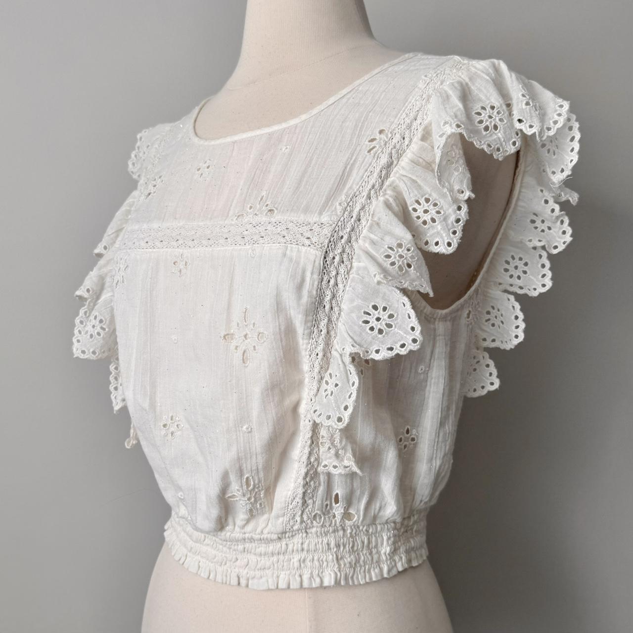 Aerie boho cream eyelet blouse (XS)