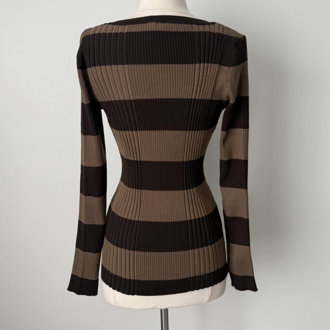 Derek Heart grunge striped henley sweater (M)