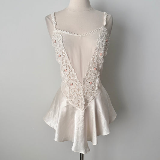 Flora Nikrooz satin chiffon slip dress (M)