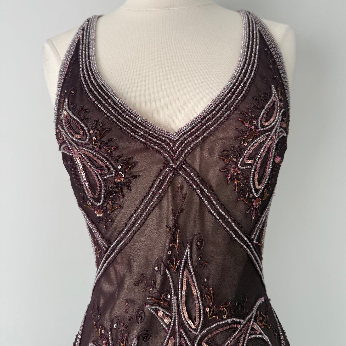 Adrianna Papell silk beaded maxi dress (6)