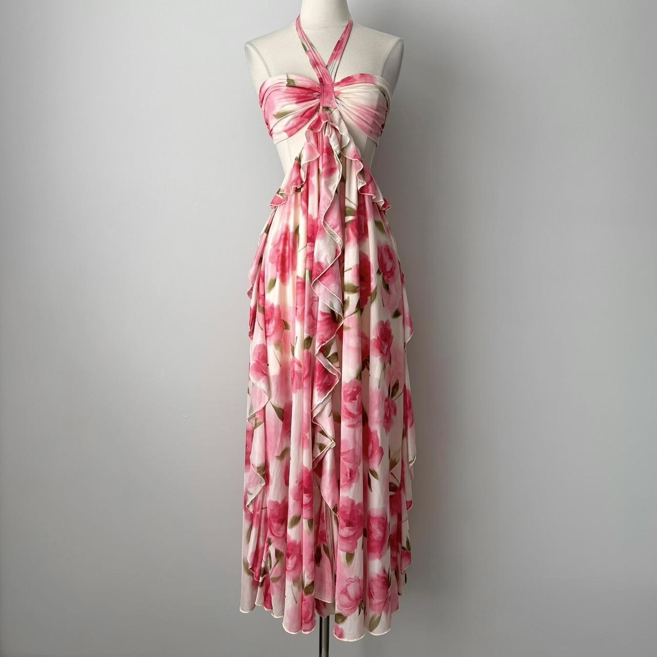 SHEIN floral babydoll maxi dress (S)