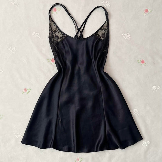 Victoria’s Secret black satin slip dress (S)