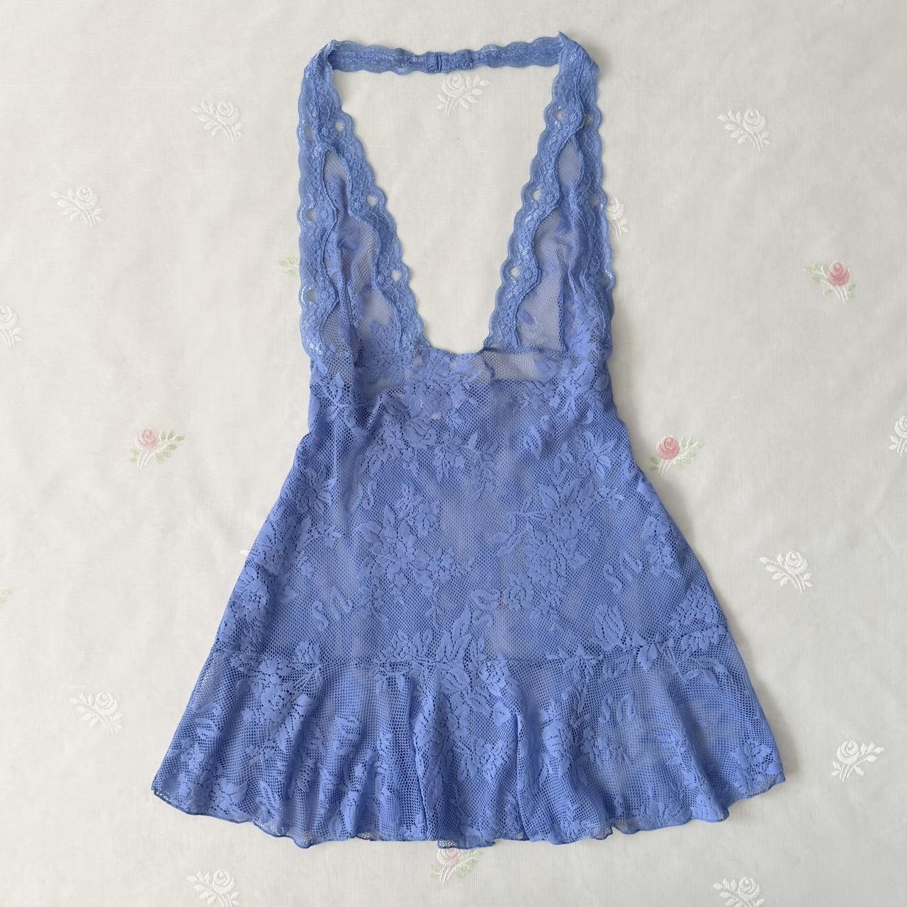 Victoria's Secret blue lace halter slip (L)