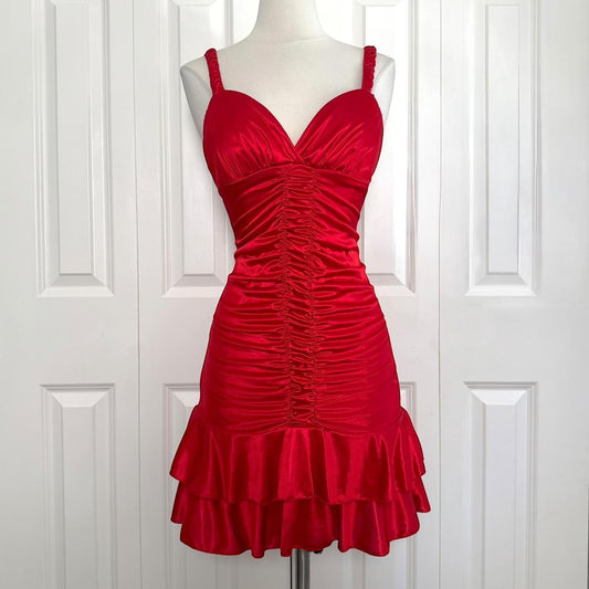 City Triangles satin ruched mini dress (S)