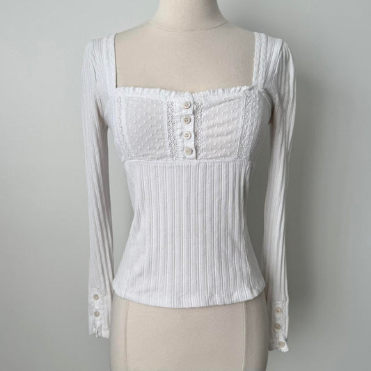 Free People ribbed milkmaid long sleeve (S)