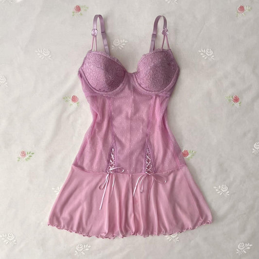 Pink lingerie slip dress (S)