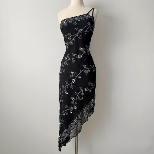 Scala silk beaded asymmetric dress (L)