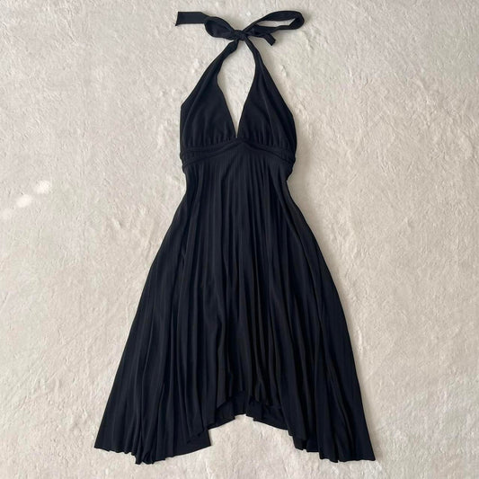 Lipstick black pleated halter dress (S)