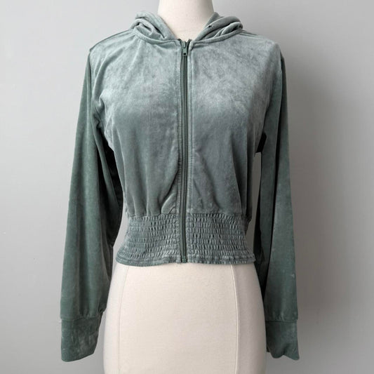 Velvet blue zip up hoodie (fits M)