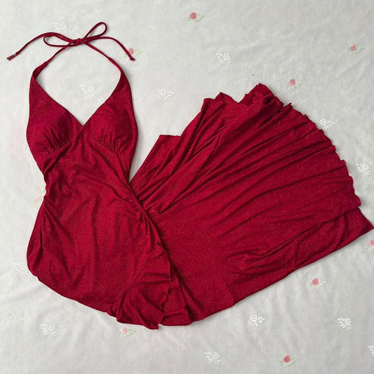 City Triangles sparkly ruched halter dress (fits XS)