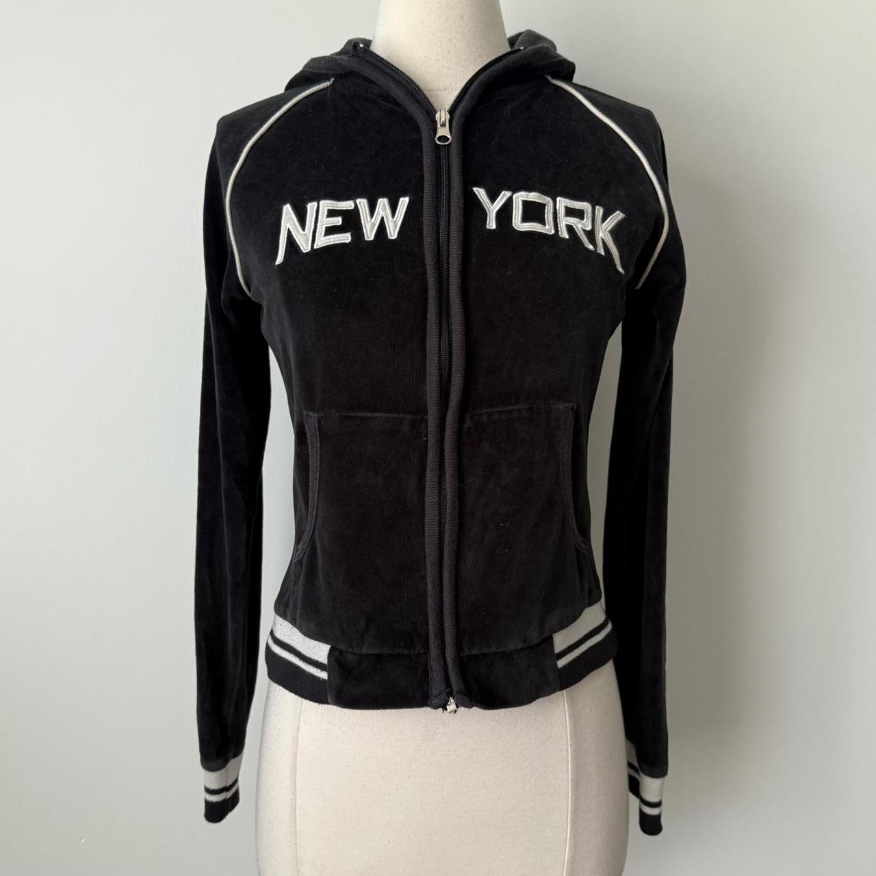 New York velvet zip up sweatshirt (fits XS-S)