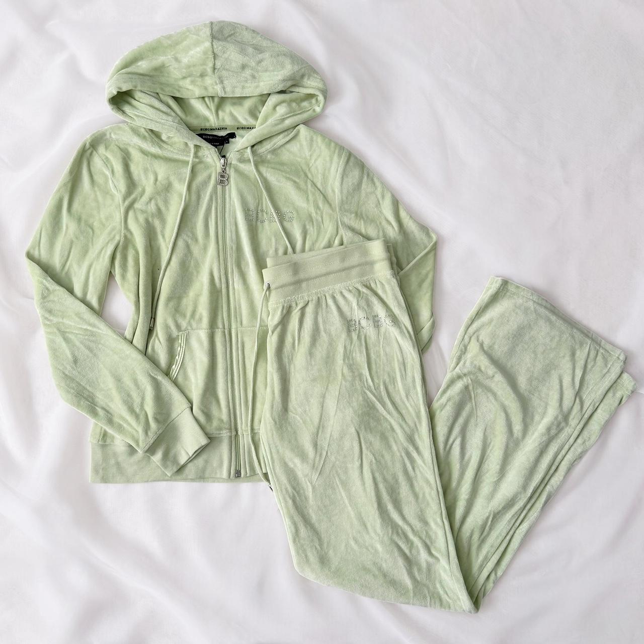 Velvet green BCBG sweat suit set (L)