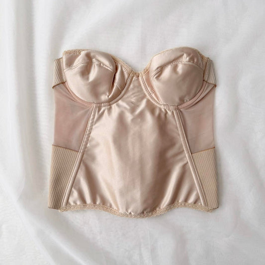 Flattering Me tan satin bustier corset (36B)