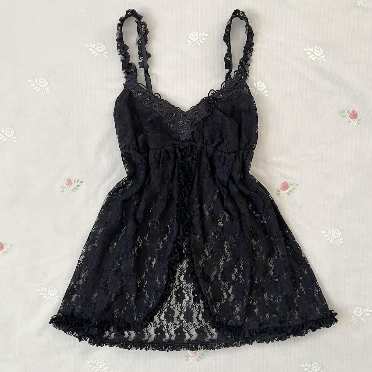 Linea Donatella black lace slip dress (L)