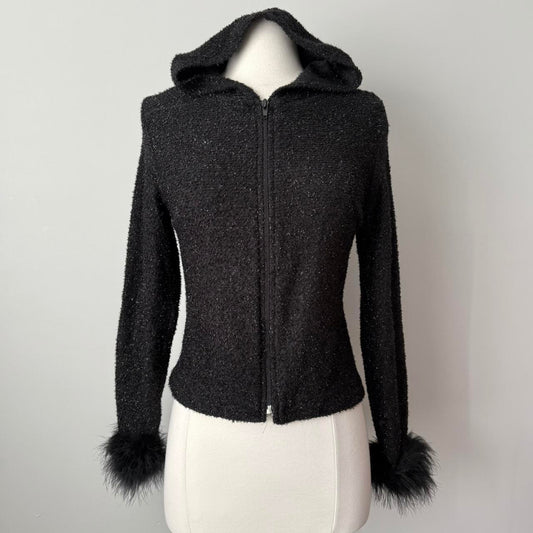 A’gaci Y2K fur trim zip up hoodie (L)