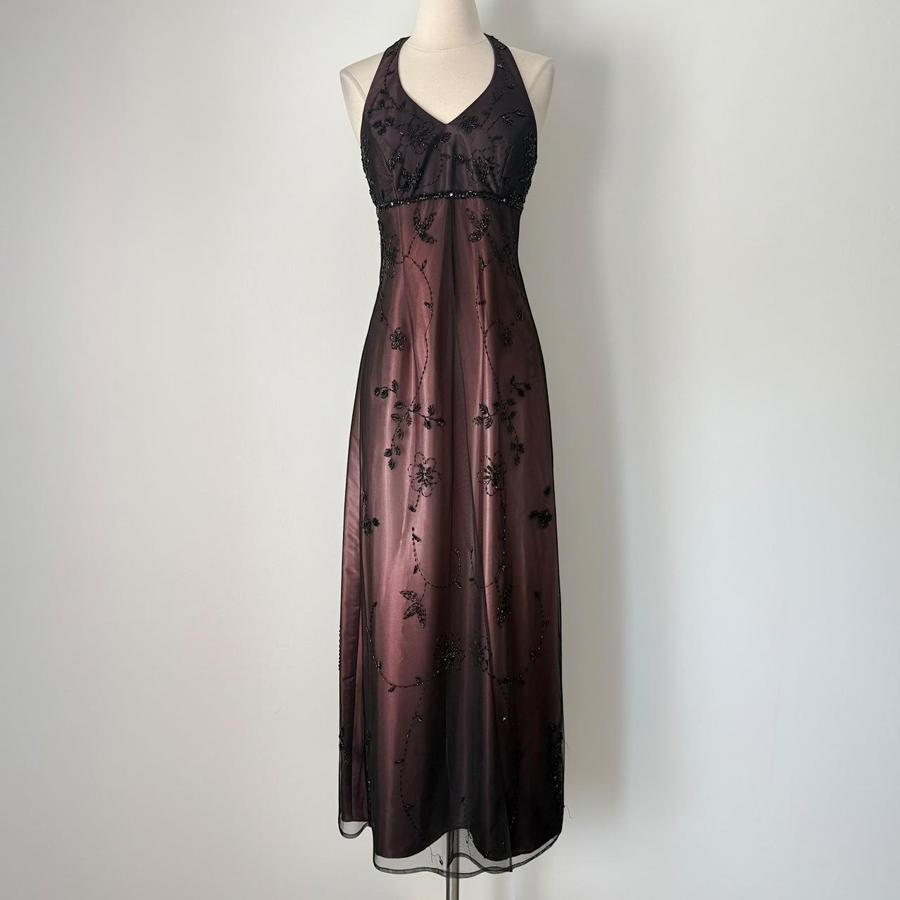 Betsy & Adam halter beaded prom dress (6)