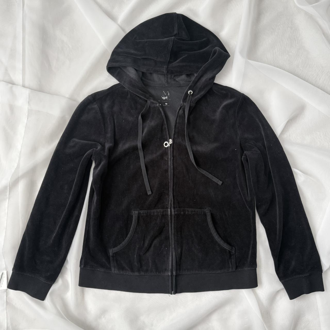 Black velvet zip up hoodie (fits L-XL)