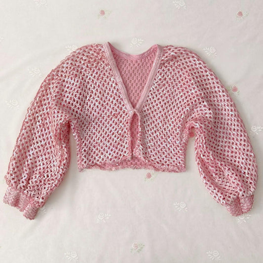 Crocheted sequin cardigan sweater (fits XS-S)