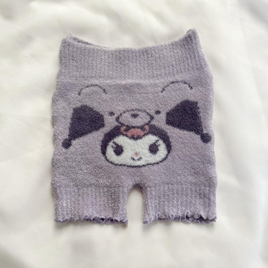 Kuromi fuzzy knit shorts (fits XS/S)