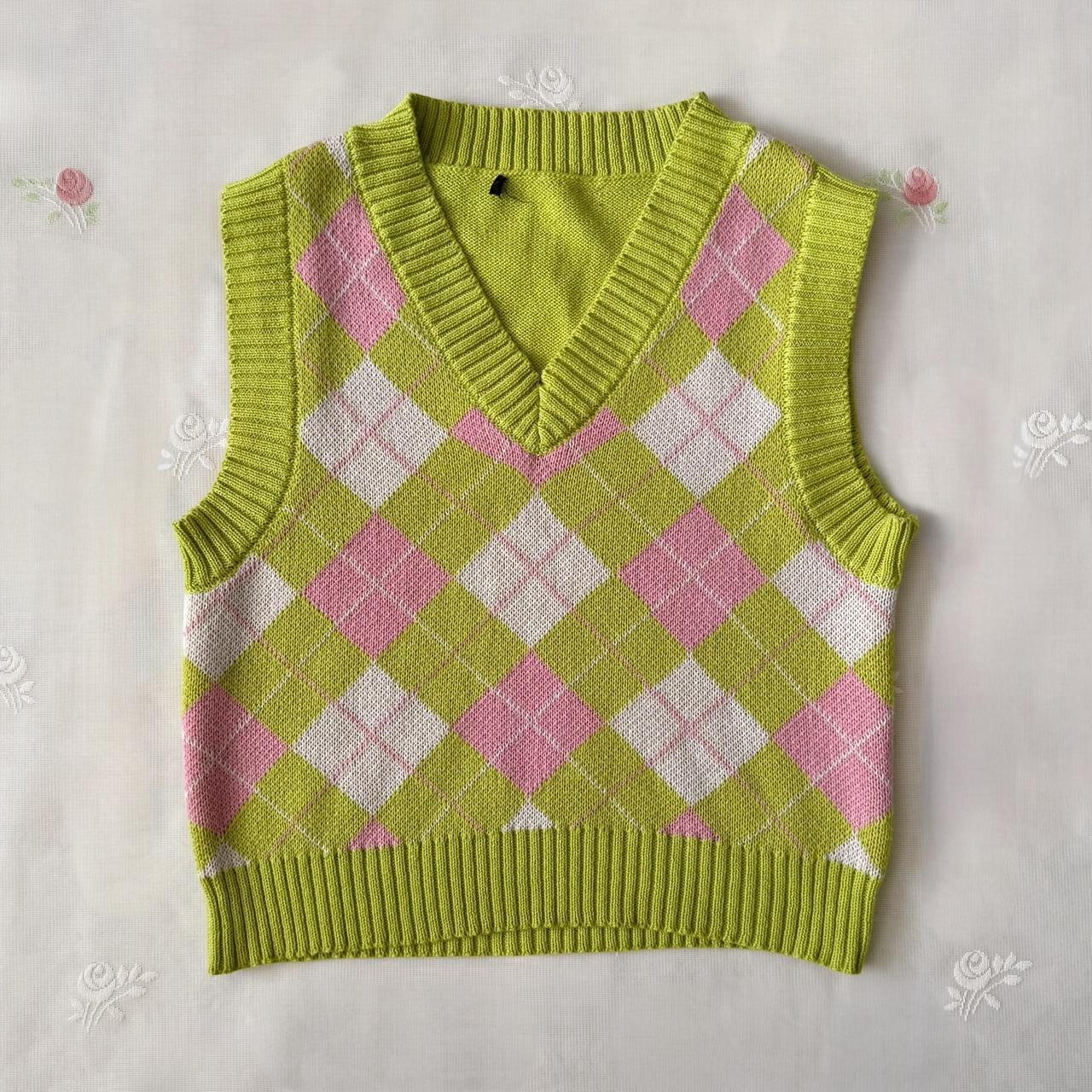 Argyle green sweater vest (S)