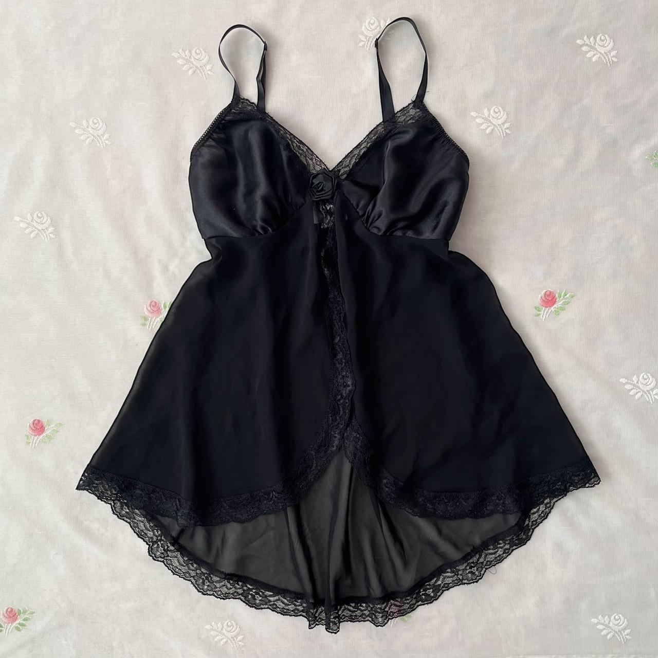 Delicates black chiffon slip dress (M)