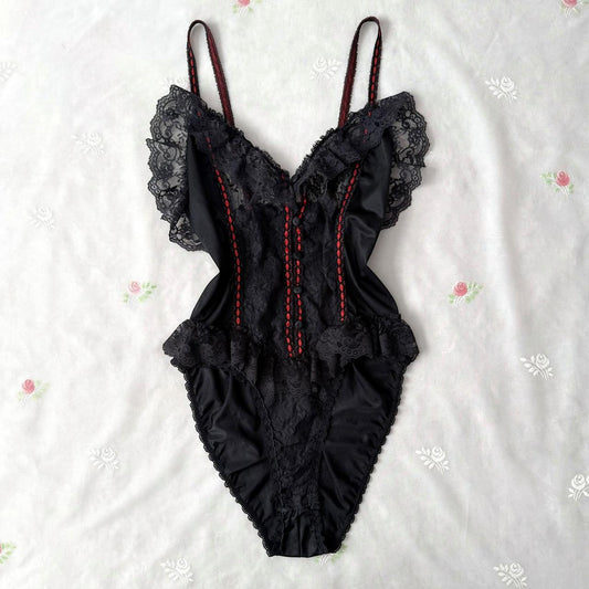 Vintage vampy lace bodysuit (fits L)