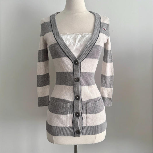 Hollister button up striped sweater (S)