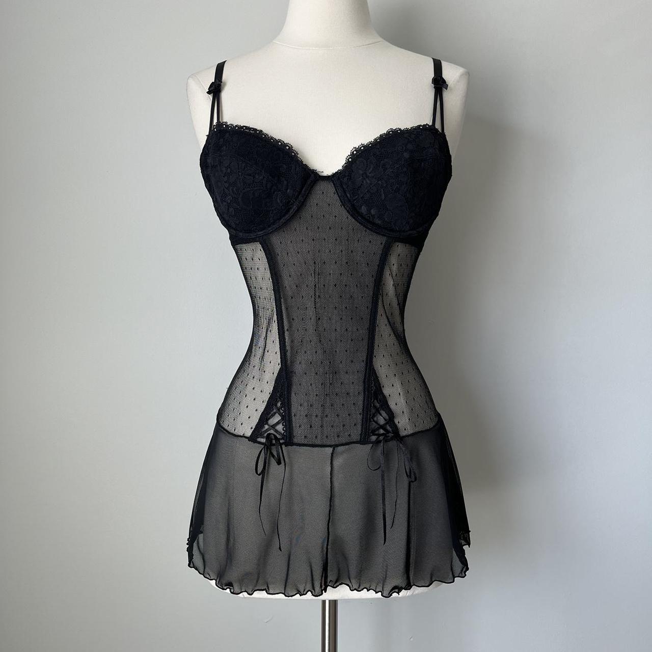 Black lingerie slip dress (M)