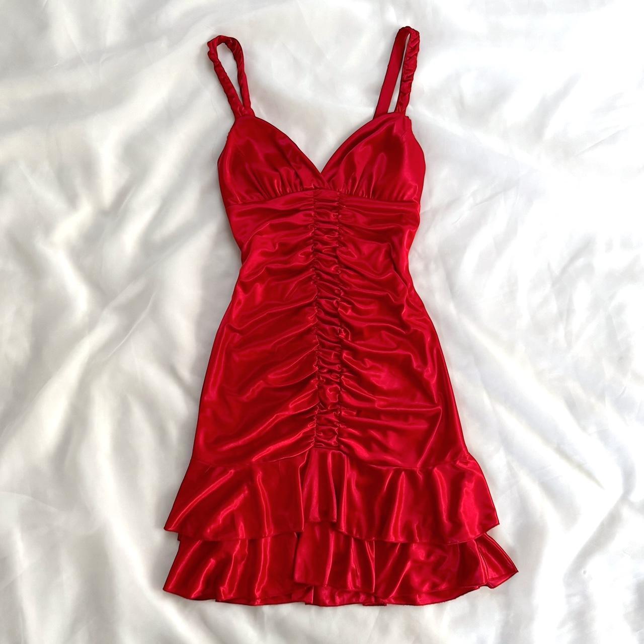 City Triangles satin ruched mini dress (S)
