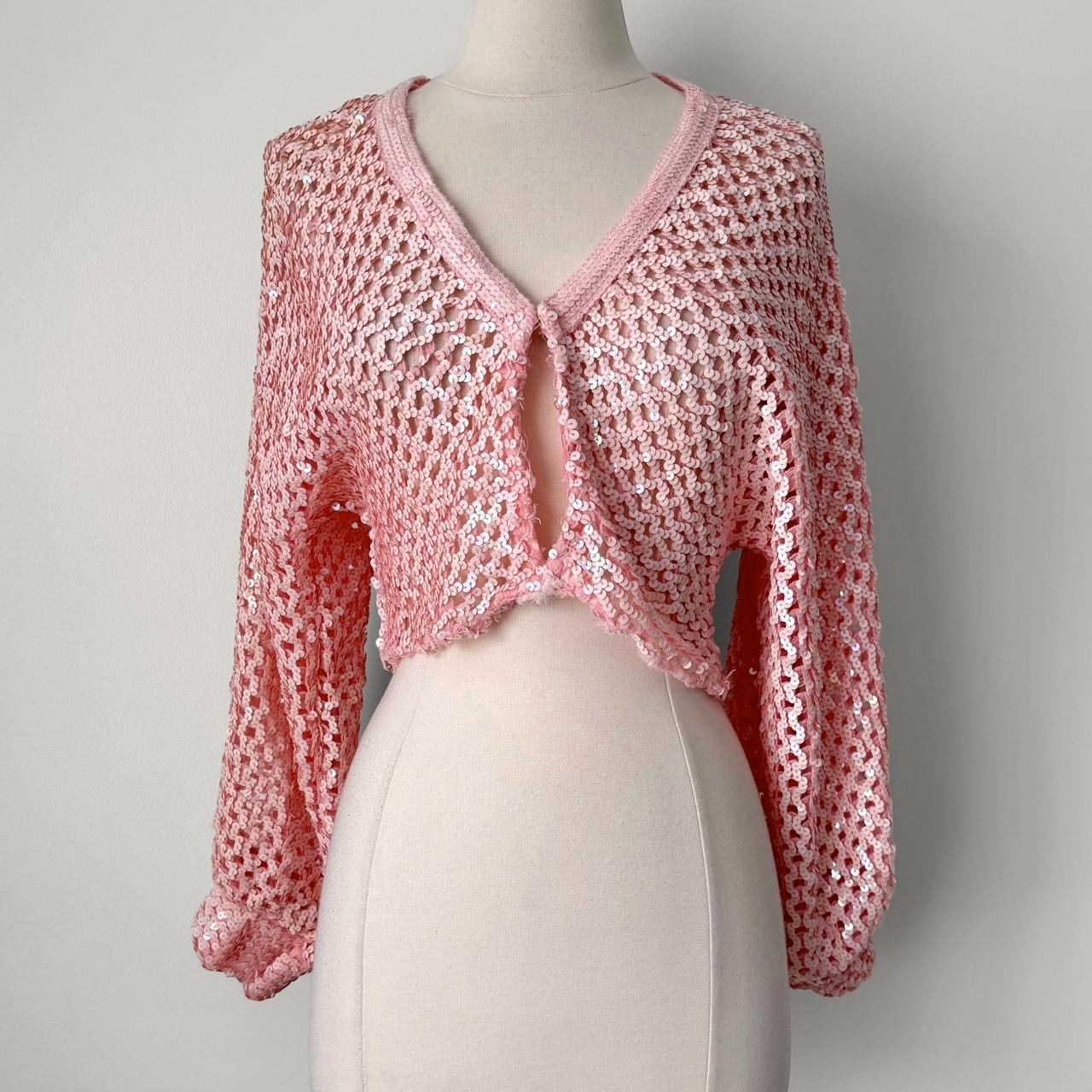 Crocheted sequin cardigan sweater (fits XS-S)