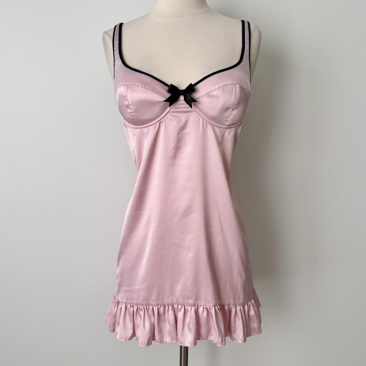 Victoria’s Secret pink satin slip dress (36C)