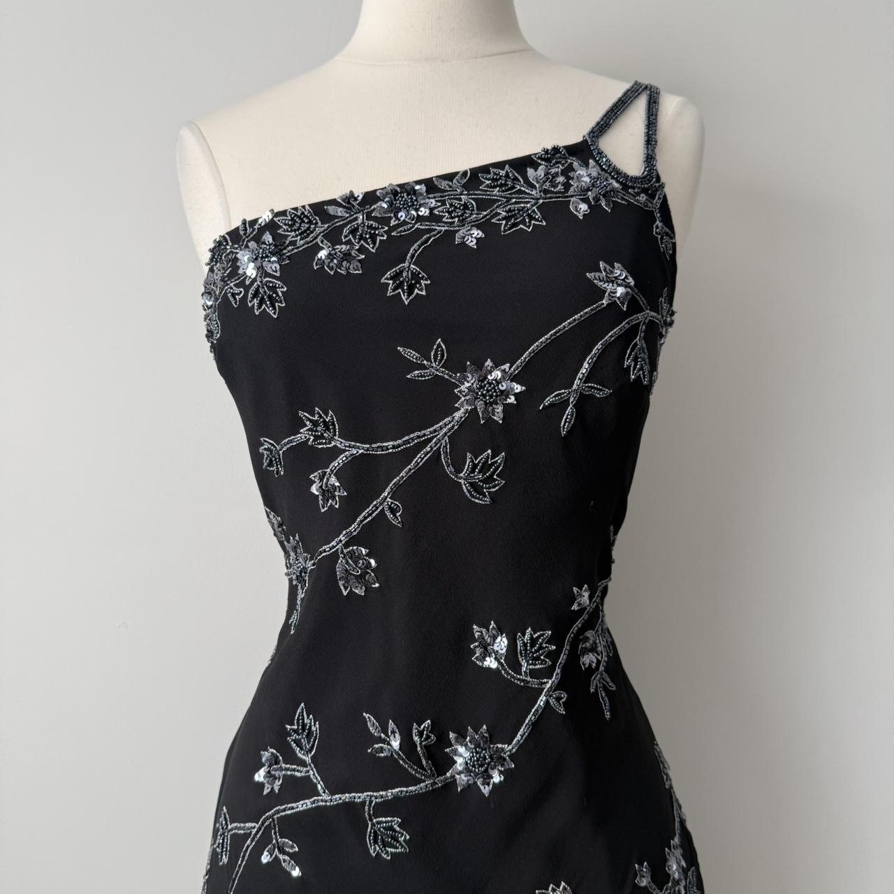 Scala silk beaded asymmetric dress (L)