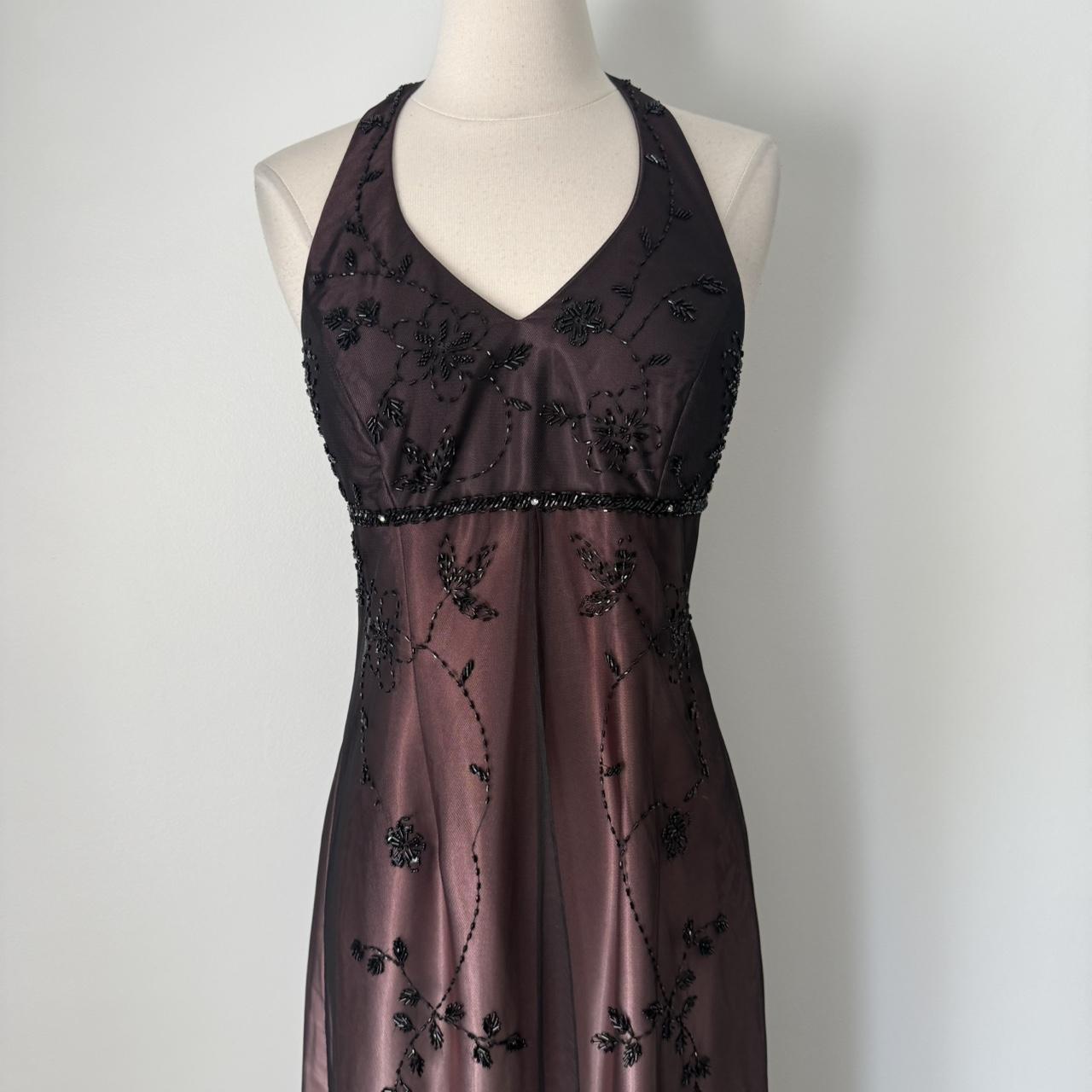 Betsy & Adam halter beaded prom dress (6)