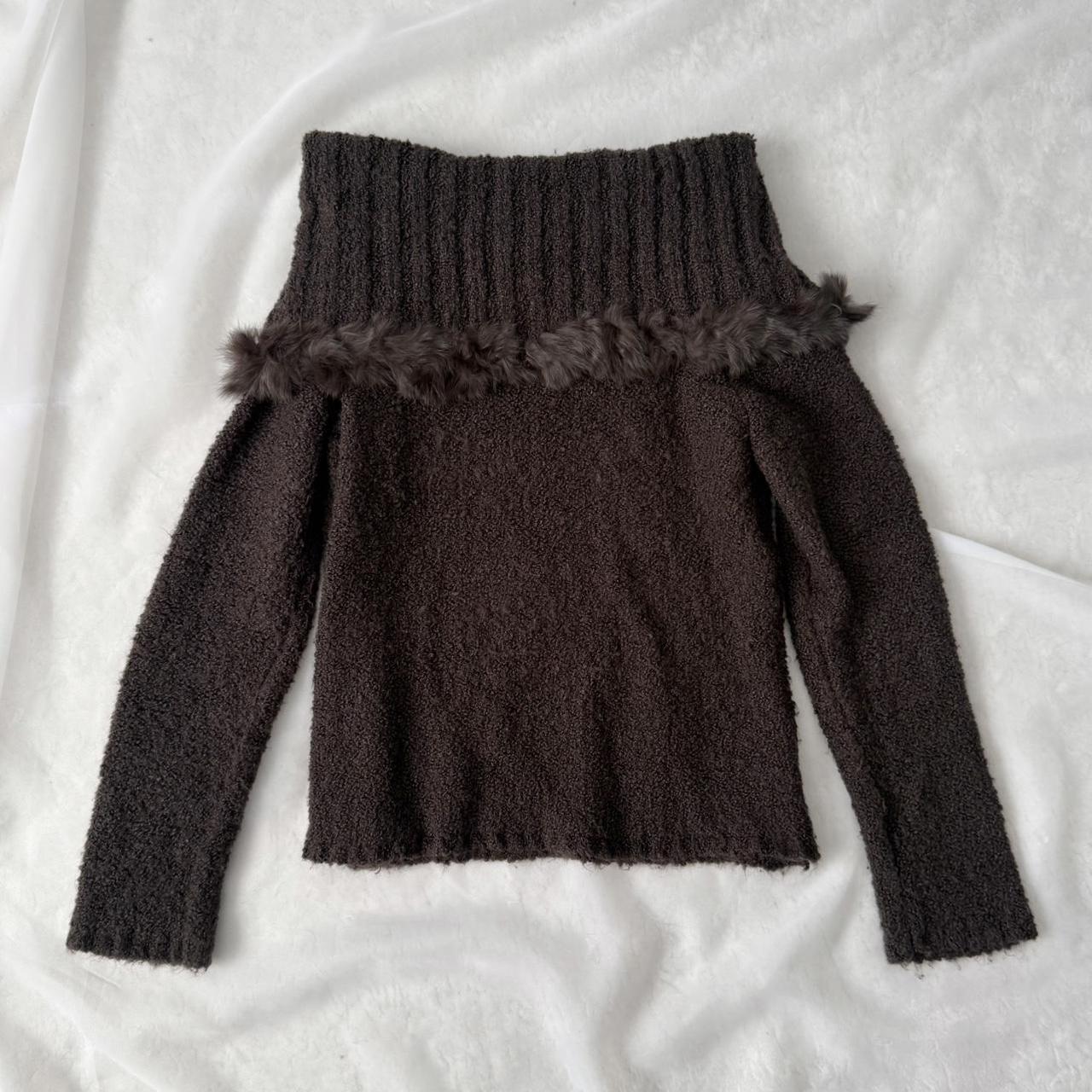 Escapade rabbit fur wide neck sweater (S)