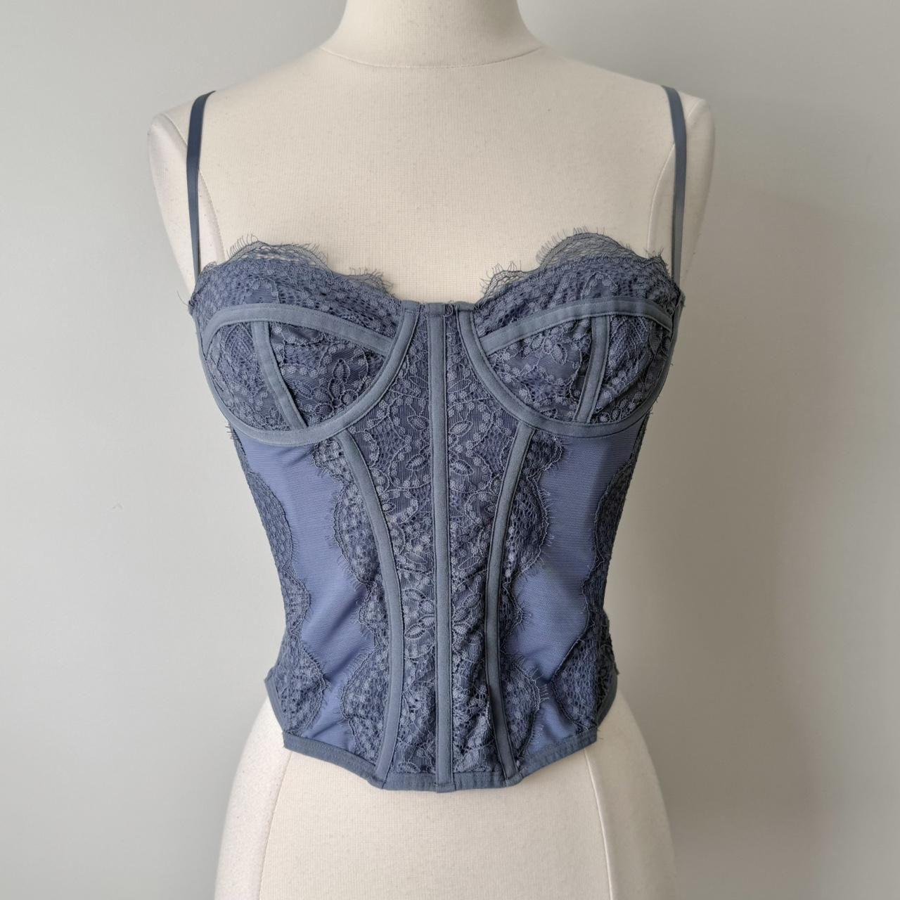 Out From Under blue bustier corset top (M)