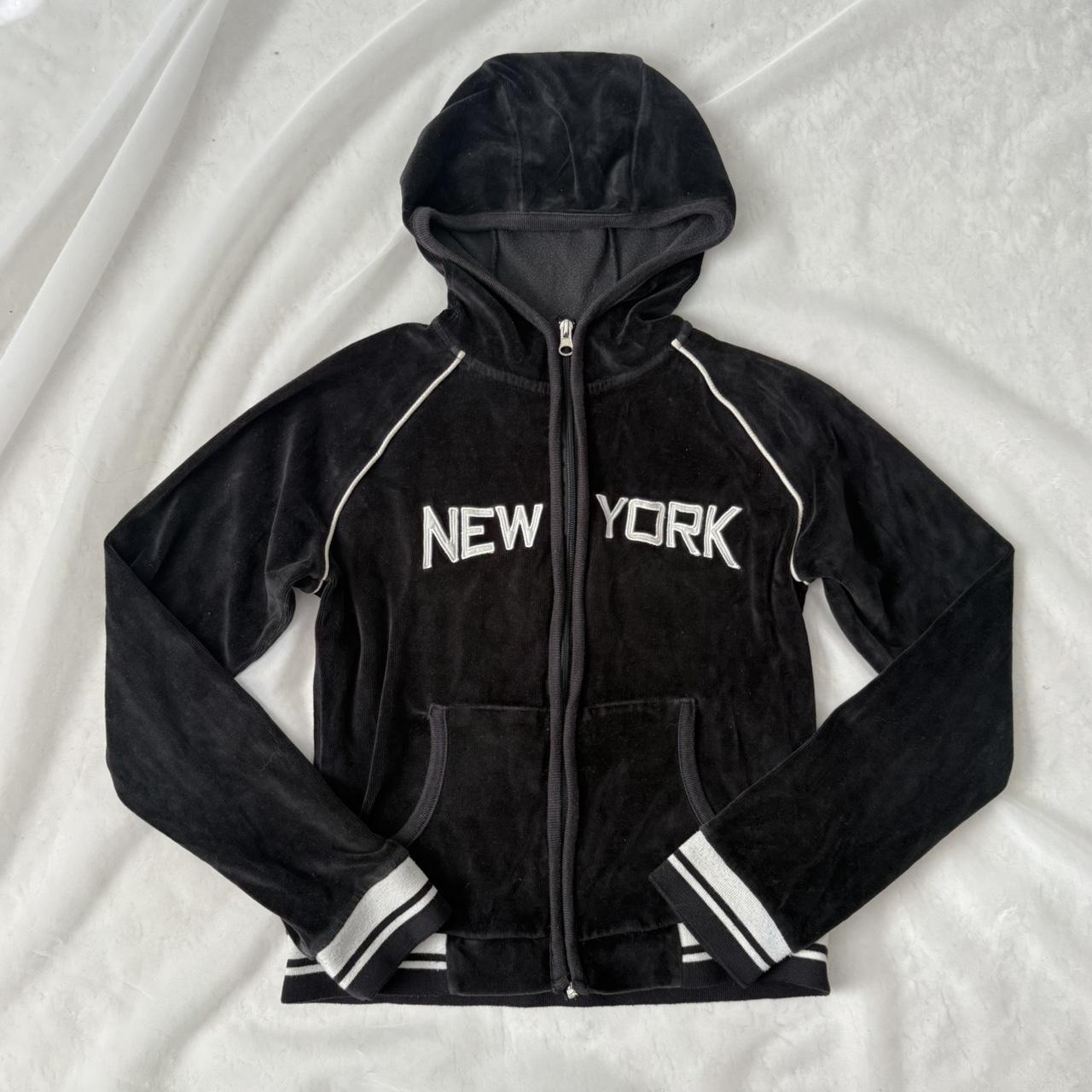 New York velvet zip up sweatshirt (fits XS-S)