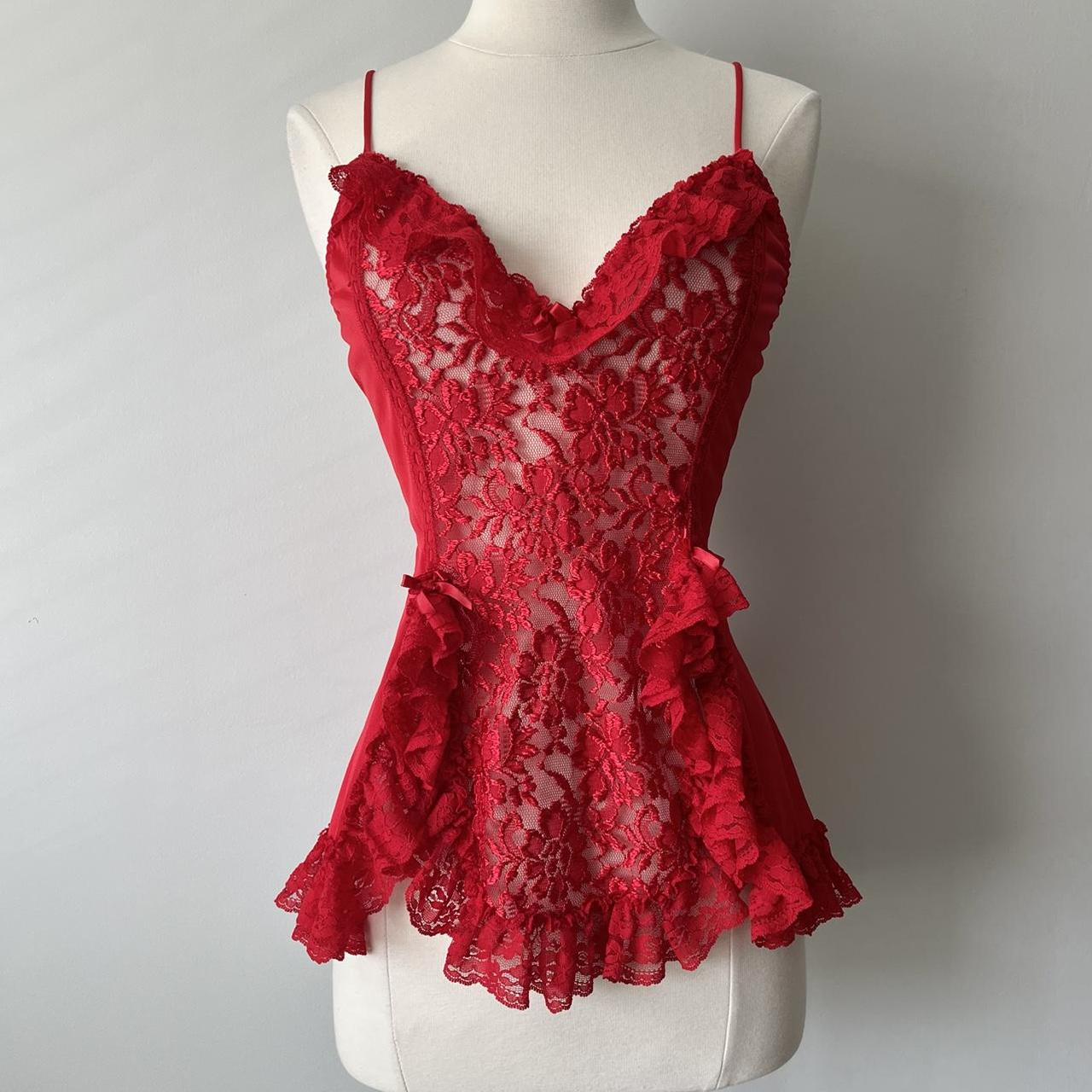 Princess red lace vintage top (fits M/L)