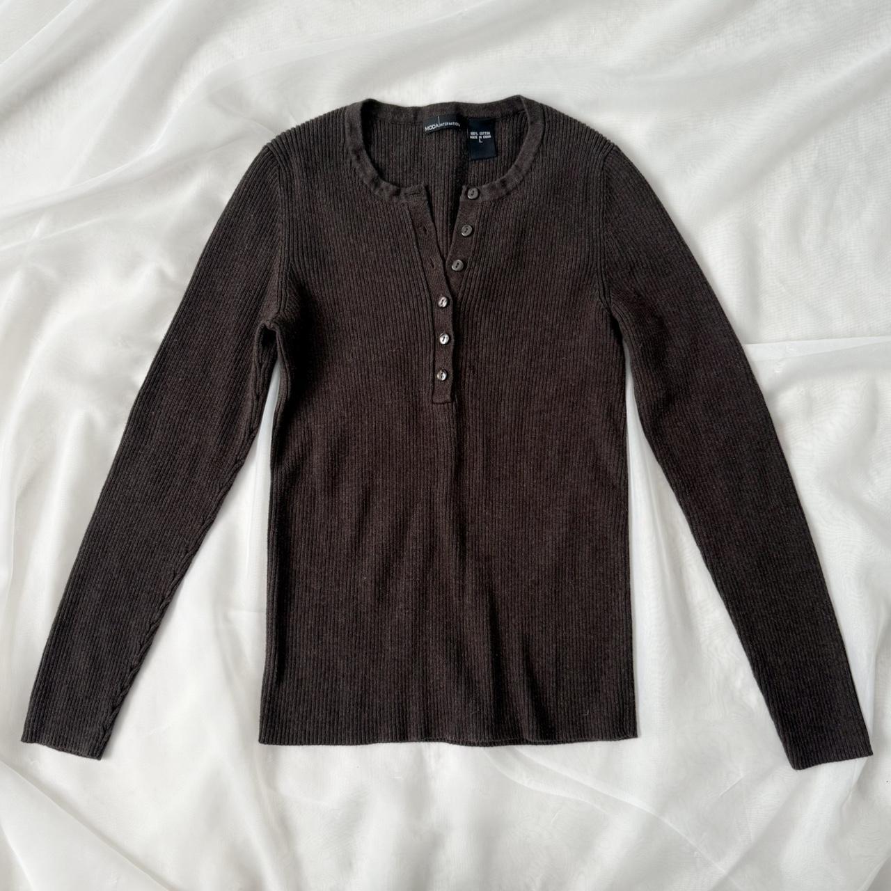 Moda International ribbed henley sweater (L)