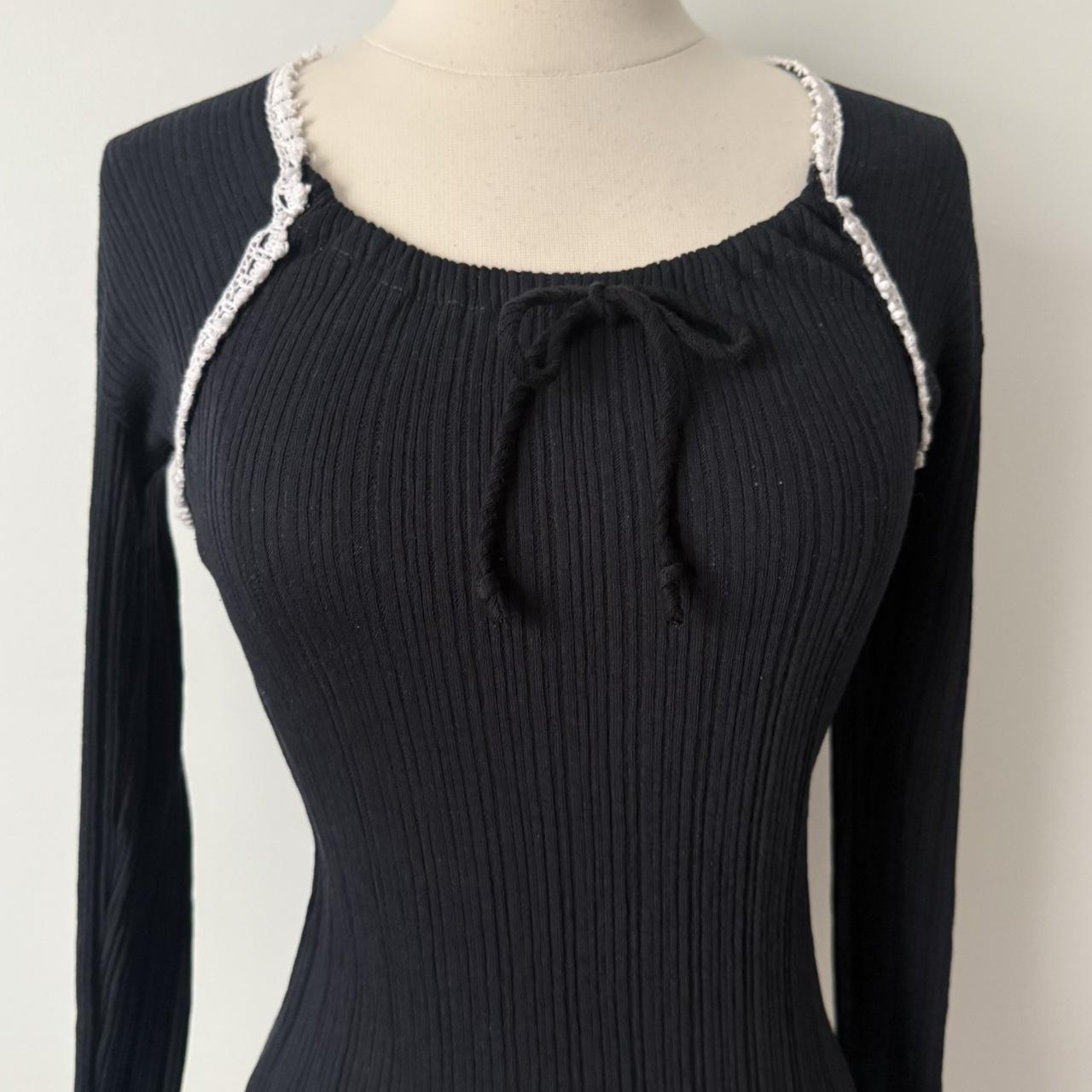 Dark coquette ribbed top (S)