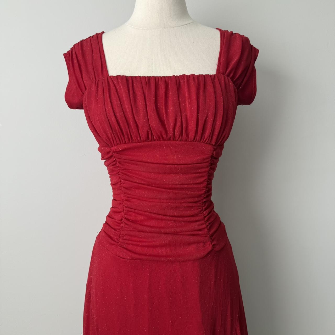 Mariposa sparkly ruched midi dress (S)