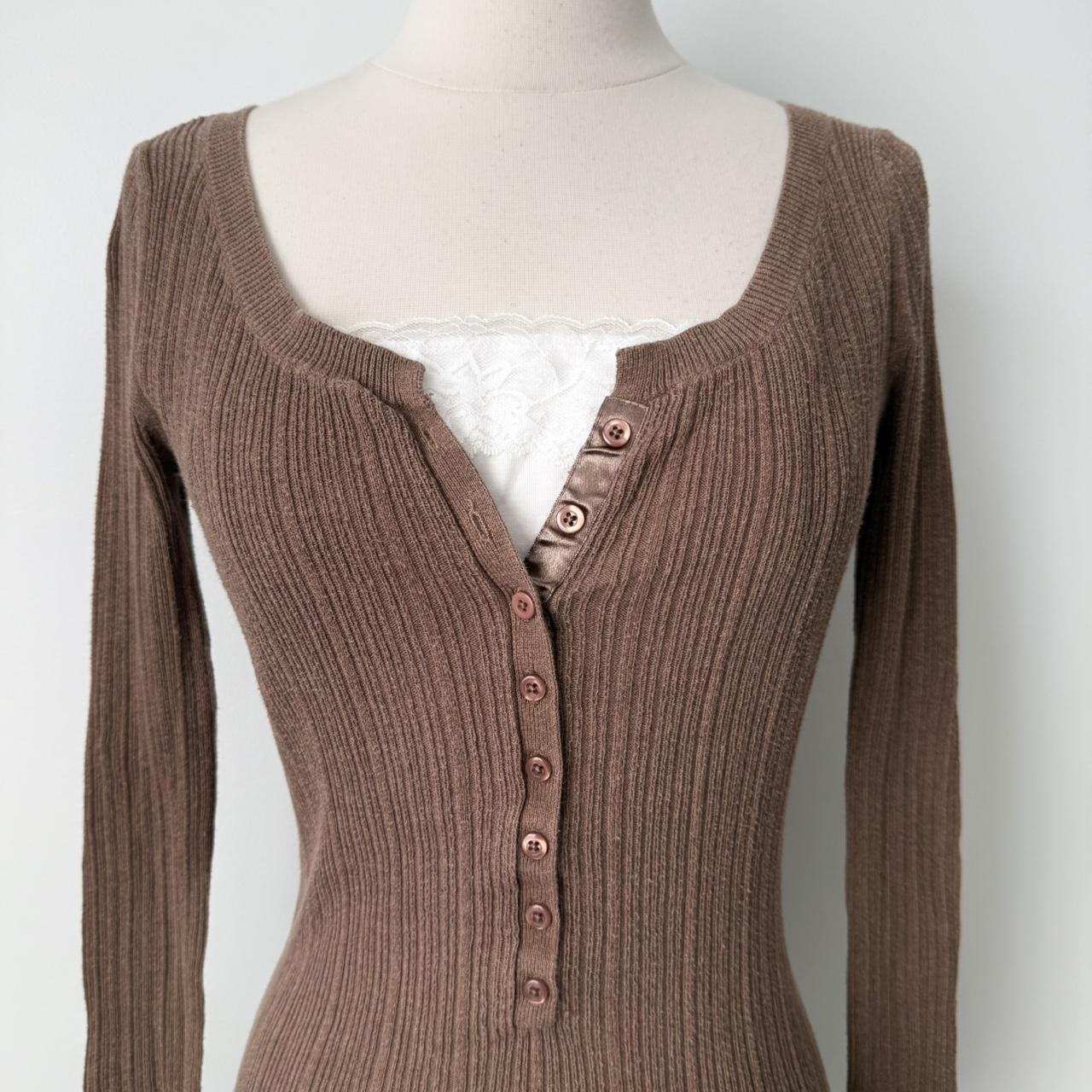 Aeropostale ribbed brown henley top (M)