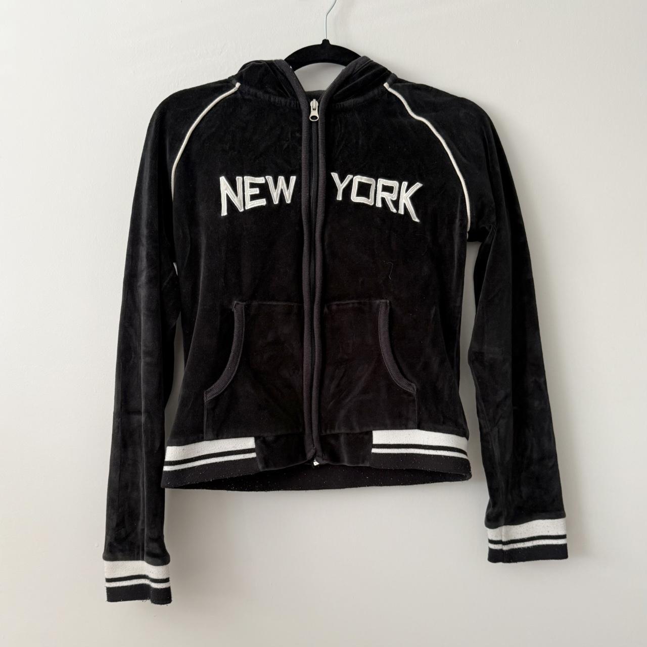 New York velvet zip up sweatshirt (fits XS-S)