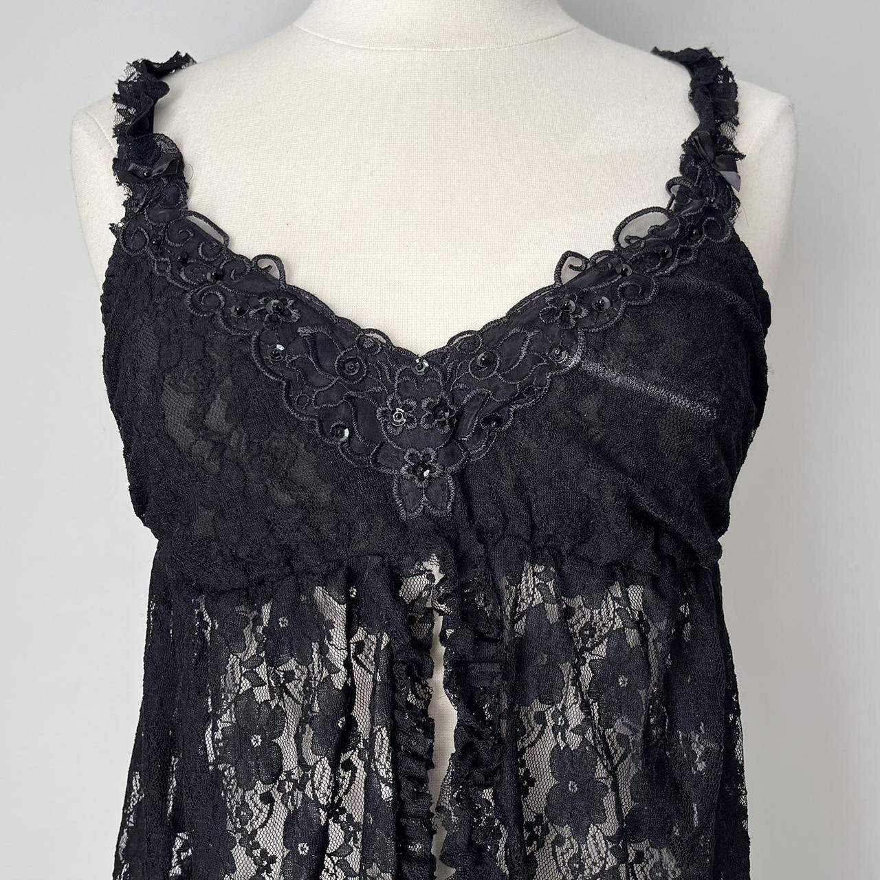 Linea Donatella black lace slip dress (L)