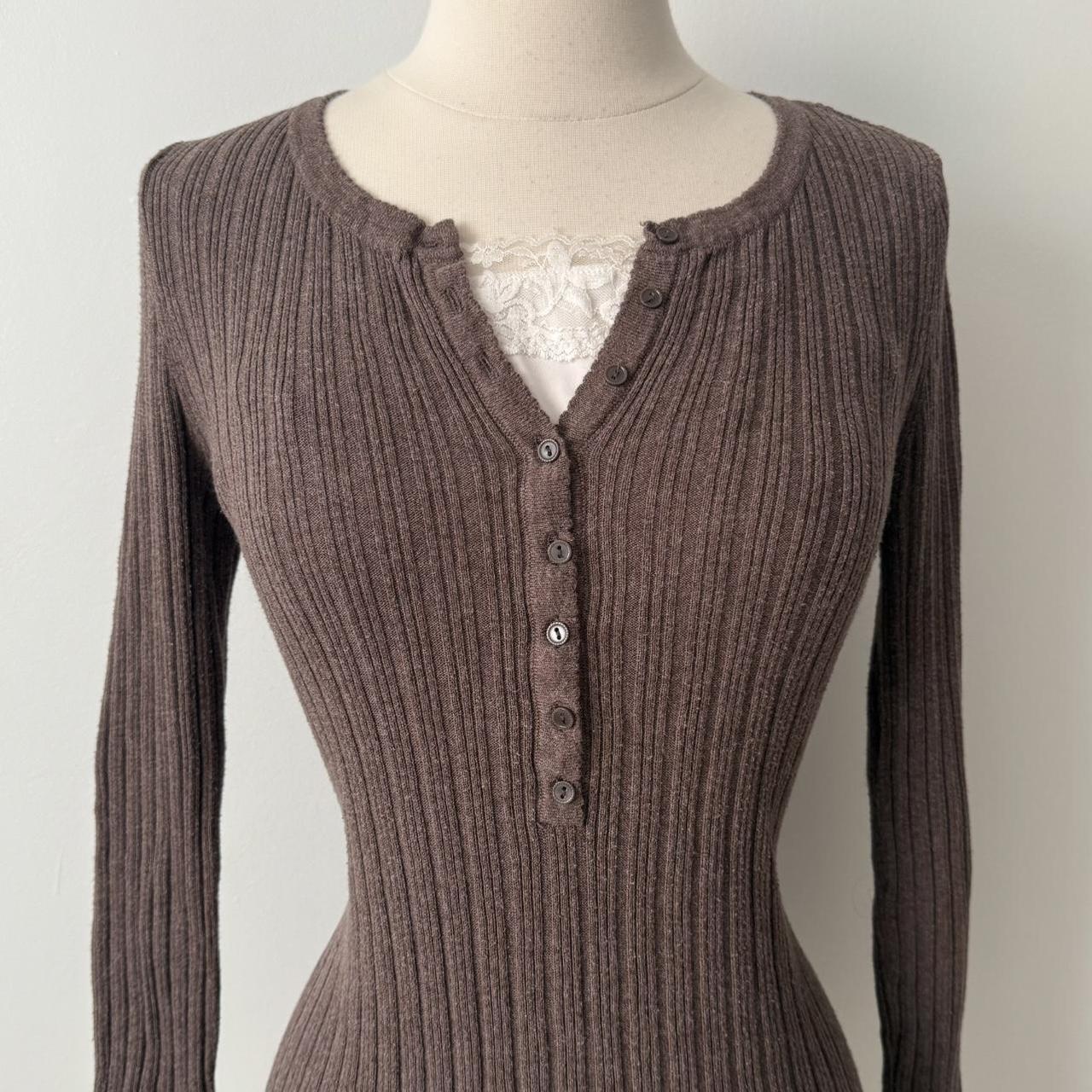 Aeropostale ribbed brown henley top (L)