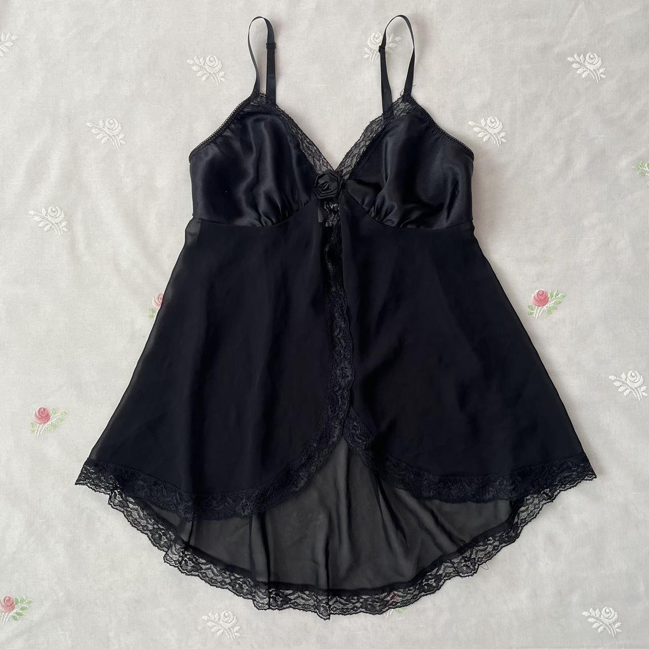 Delicates black chiffon slip dress (M)