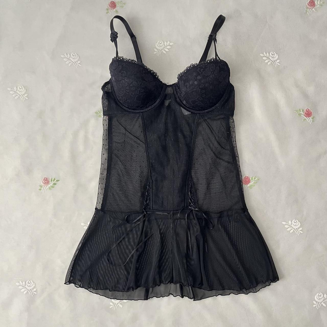 Black lingerie slip dress (M)